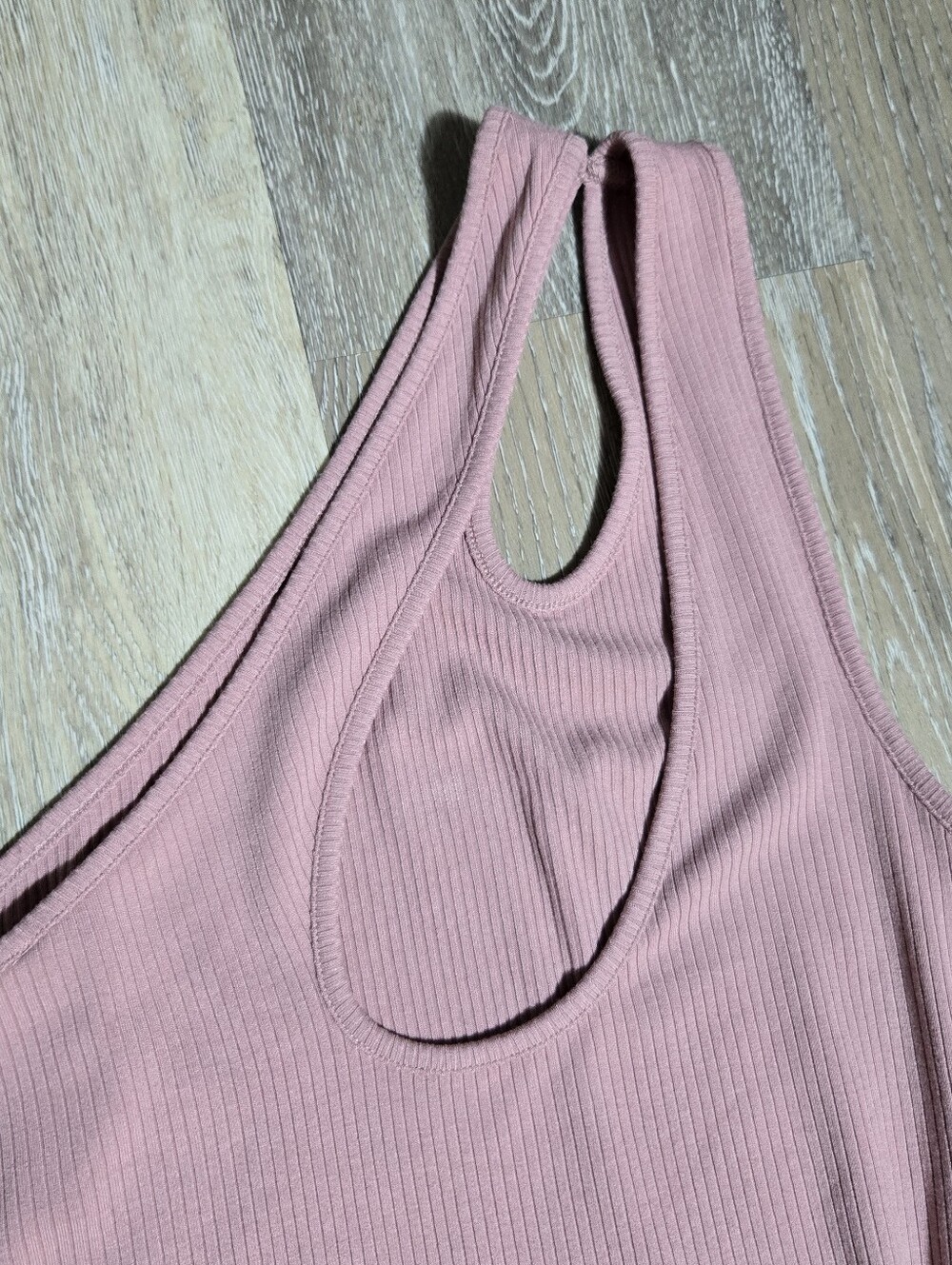 Elodie One-Shoulder Ribbed Bodycon Dress in Dusty Rose NWOT Size Large - Picture 3 of 7